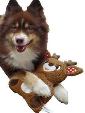 Reindeer Fleece Dog Toy - Durable Double - Stitched Squeaker & Crinkle Toy